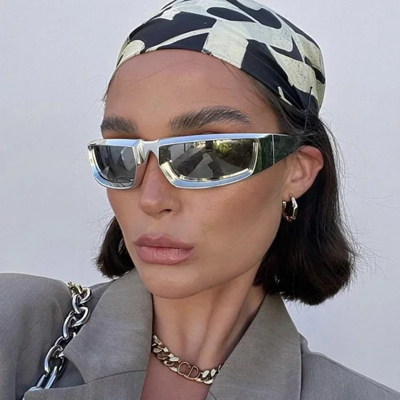 2023 New Outdoor Square Sun Glasses Fashion Mirror Lenses Driving Cost Effective Steam Punk Unisex Y2K Sunglasses