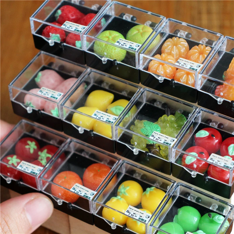 1 Box Miniature Dollhouse Orange Grape Simulation Fruit Doll Food Play Kitchen Toy Accessories