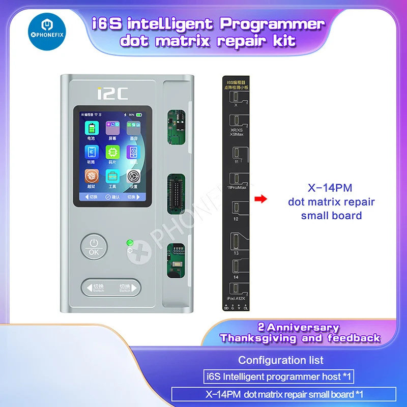 I2C i6S inteligentny programator dla iPhone 6-15 ProMax Face ID ekran baterii oryginalny kolorowy prawdziwy dźwięk funkcja naprawa matrycy punktowej