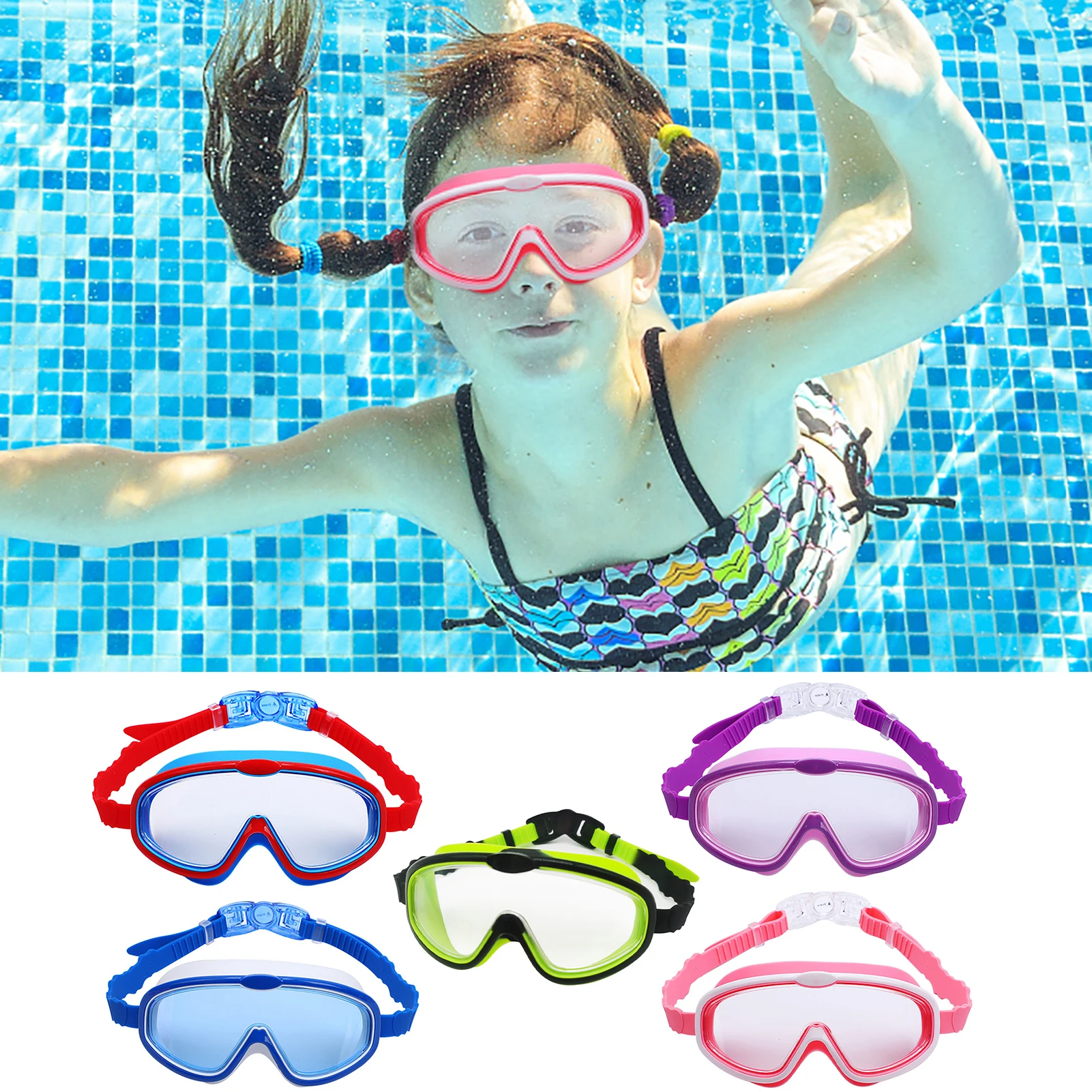 Occhialini Da Nuoto Bambini Impermeabile Swim Diving Mask Eyewear Uv Anti Fog Pool Water Sport Occhiali Montatura Grande Per Bambini Adolescente