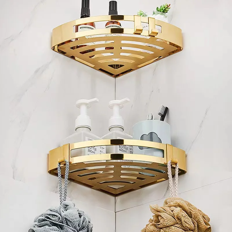 304 stainless steel golden triangle bracket corner bracket bathroom triangle storage rack toilet wall bath accessories