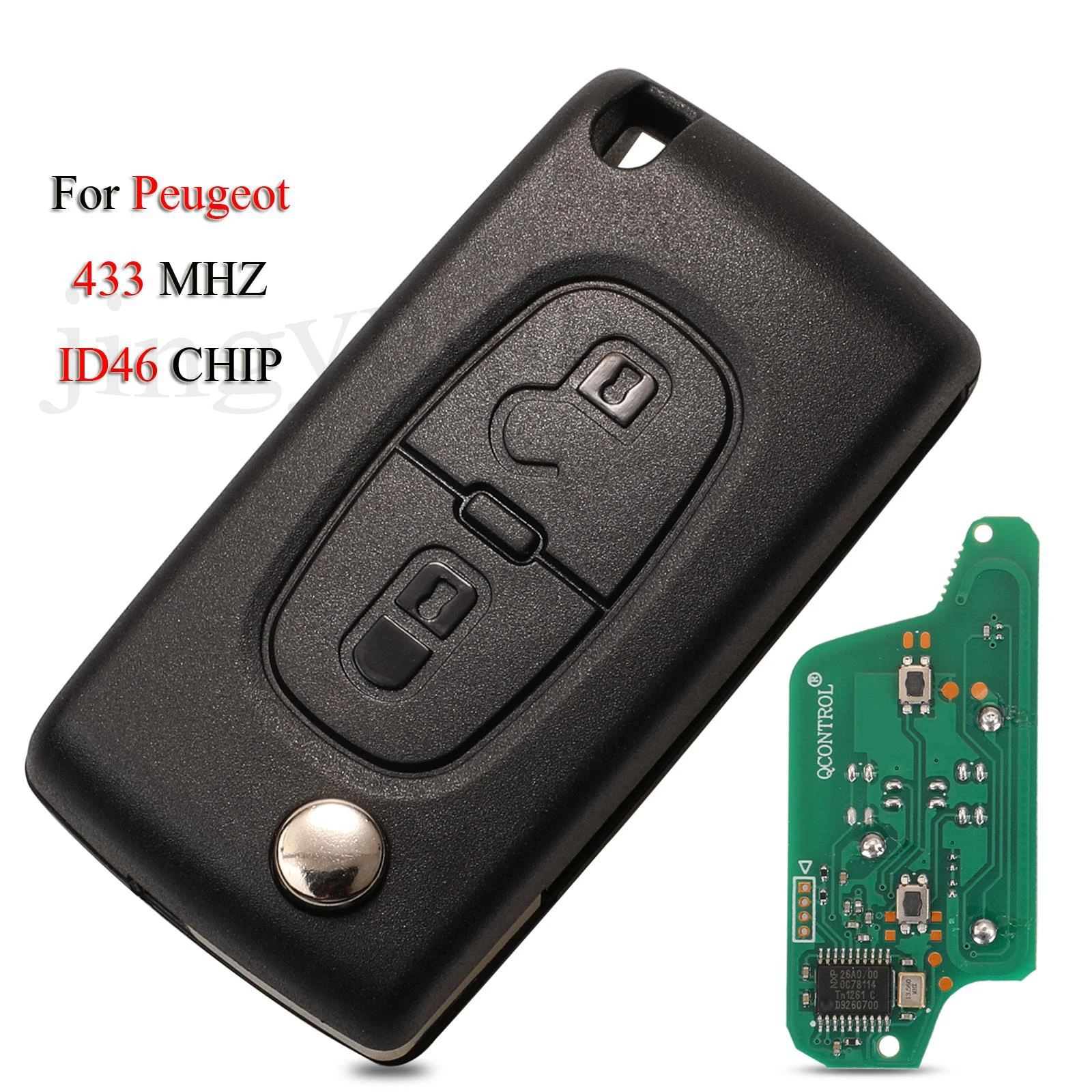 

jingyuqin Remote Smart Car Key For Peugeot 207 208 307 308 408 ASK/FSK 433MHZ ID46 PCF7941/PCF7961 Chip CE0523/CE0536 VA2/HU83