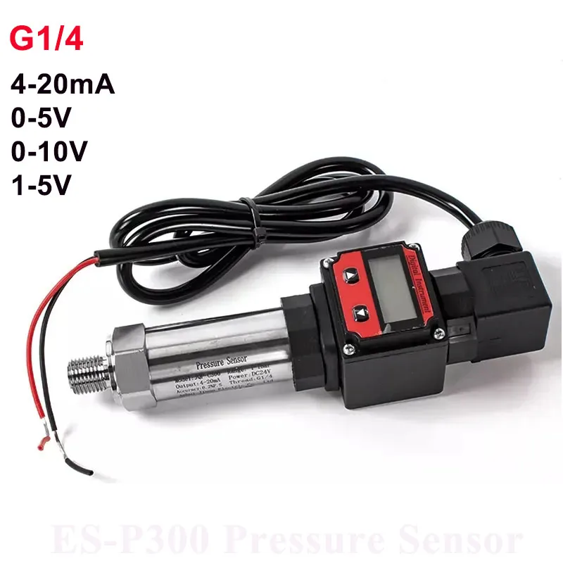 Pressure Sensor Pressure Transmitter LCD Display 4 to 20mA Two Wires 16bar Liquid Oil Air Water Pressure Transducer G1/4 Sensor 24VDC