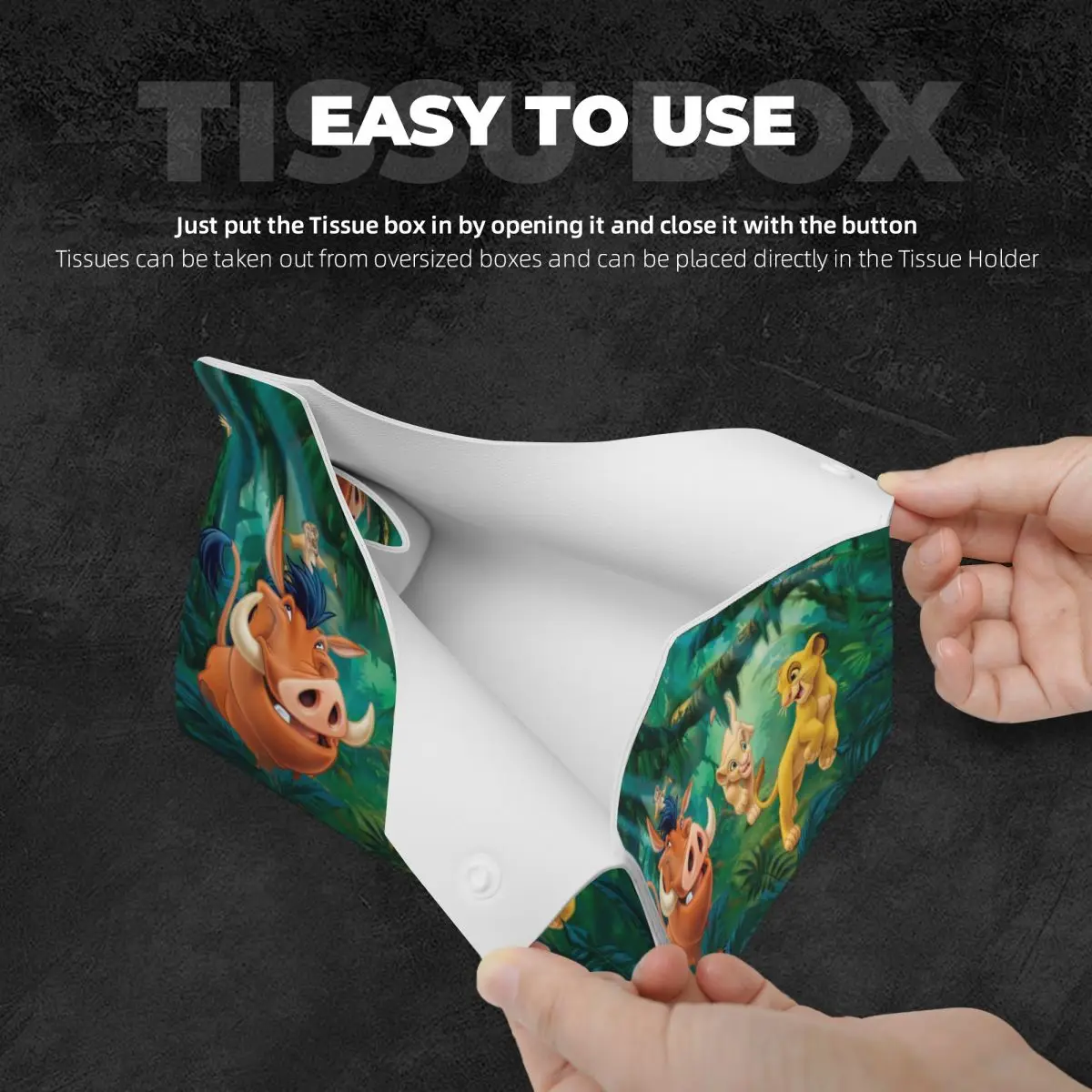 Custom The Lion King Simba Tissue Box Cover Rectangular PU Leather Cartoon Facial Tissues Holder for Office 4