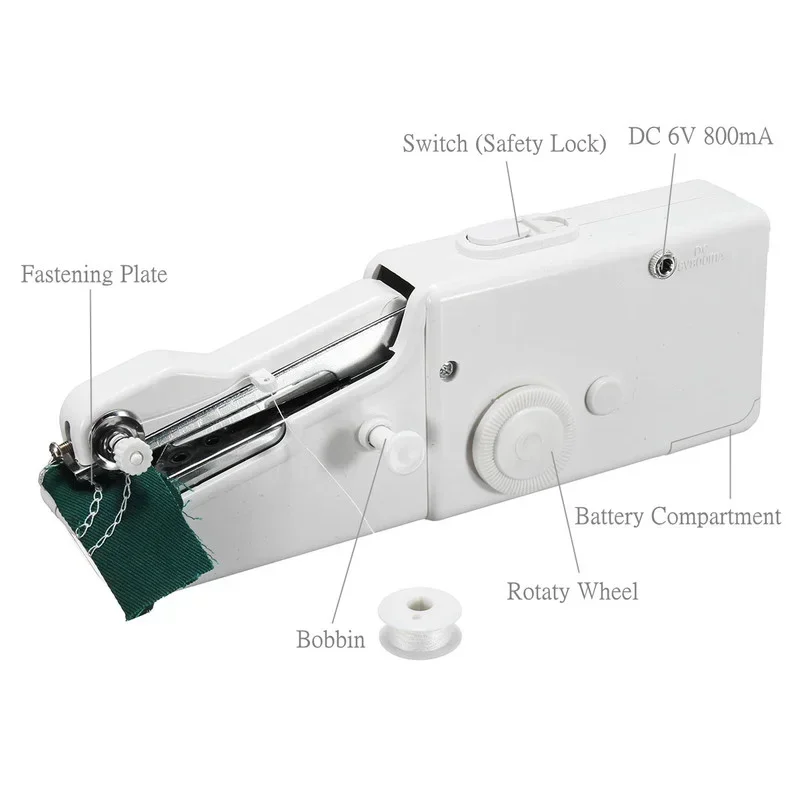 Electric Hand Held Sewing Machine Singer Portable Stitch Sew Quick Stitch Handy Cordless Repairs Mini Clothes Fabric Sewing Tool