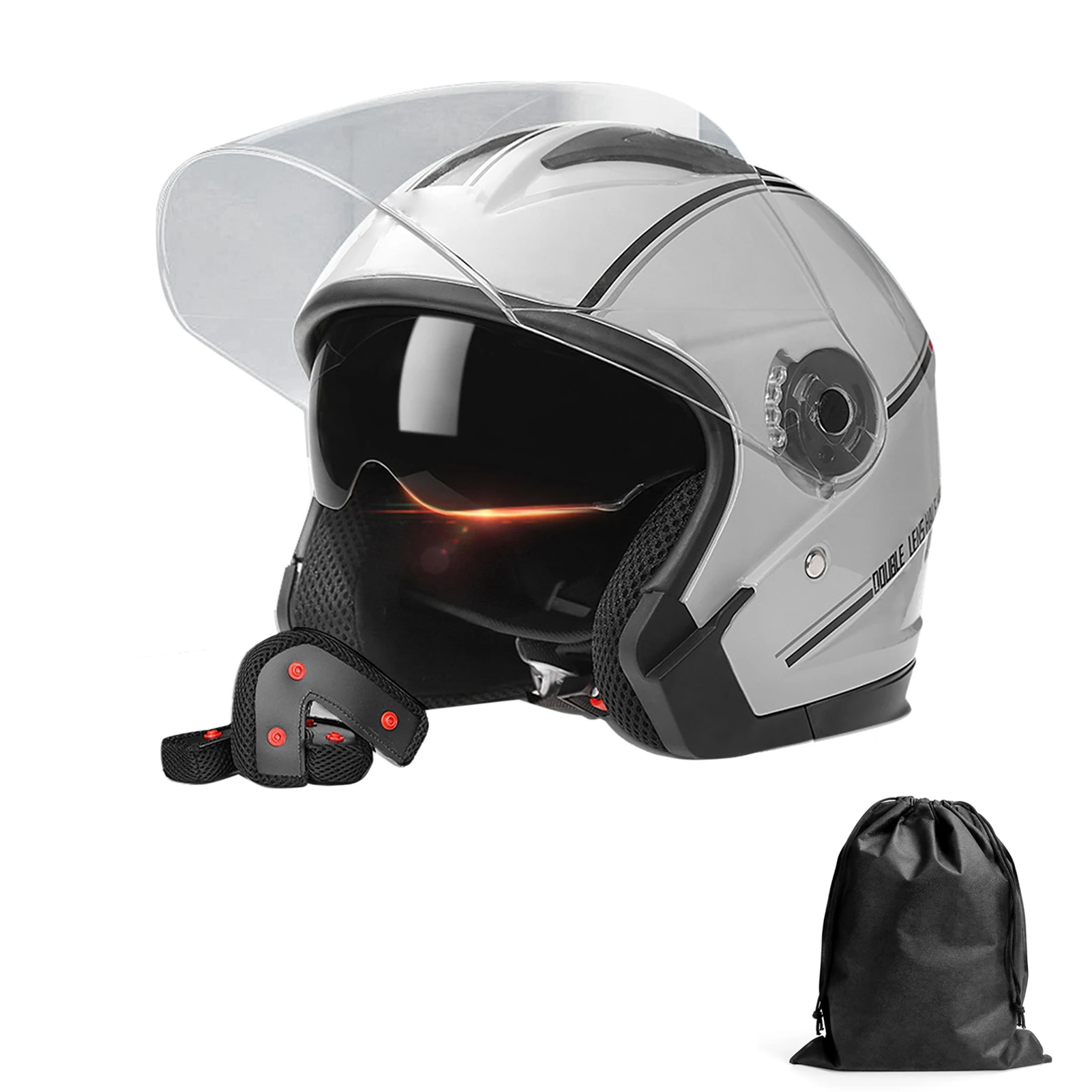 3/4 Open Face Motorcycle Helmets Dual Visors Men s and Women s Motorbike Half Helmet For Moped Cruiser Dual Visors Helmet