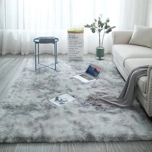 

8870 Large Plush Carpet Living Room Decoration Tie-Dye Soft Fluffy Rug Thick Bedroom Carpets Anti-slip Washable Floor Mats