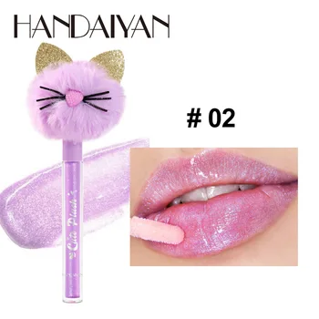 Handaiyan 오래 지속되는 입술 글로스, 귀여운 글리터 레드 누드 립스틱, 액체 방수 모이스처라이징 야광 립글로스 메이크업, 5 가지 색상