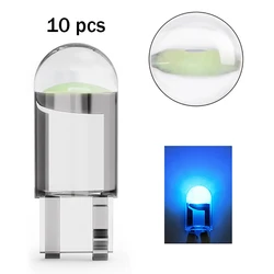 10 - Piece LED T10 Car Light Set - COB Glass, 6000K White, License Plate & Dome Lamp, 12V (Crystal Blue)