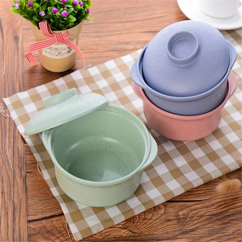 1 Set Soup Bowl with a Lid for Instant Noodles, a Hot Rice Container Ideal for Family, And a Healthy Dining Option for Home Use.