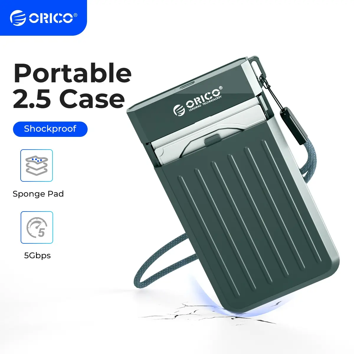 ORICO-carcasa de disco duro externo, carcasa de HDD 2,5 SATA a USB 3,0, adaptador para SSD, tipo C 3,1