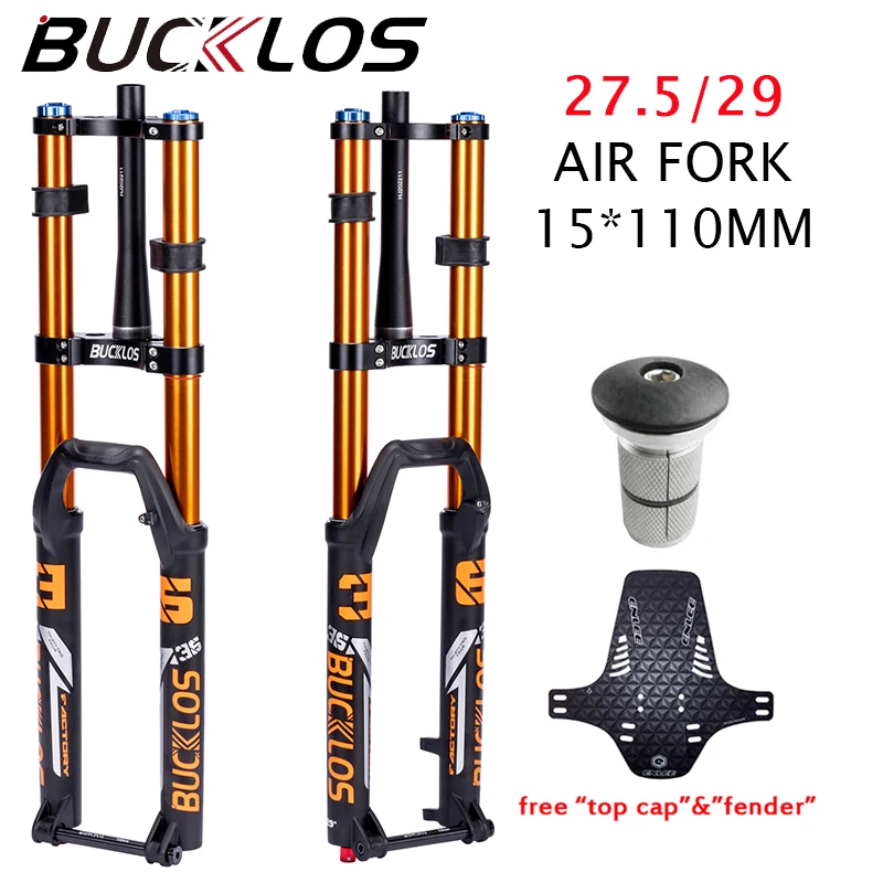 

BUCKLOS 27.5/29 DH Fork Double Shoulder Air Suspension Bike Fork 15*110mm Thru Axle MTB DH XC AM Fork with 180mm Travel