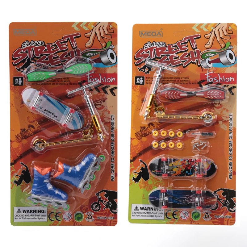 Plastic Finger Skateboarding Toys Scooter Roller Skating Shoes Tools Finger Skateboard Kits for Children