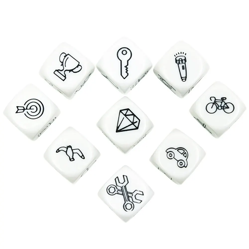Game Dice Dice Set Acrylic Dice D6 Dice Set Telling Story Cube Acrylic 6 Sided Dice Funny Engraved Patterns For Children Education Toys And Games