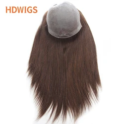 Blond Women Toupee V Loop Full PU 0.08mm Base Human Hair Wigs Straight Indian Remy Hairpiece System Clip in Topper Natural Color
