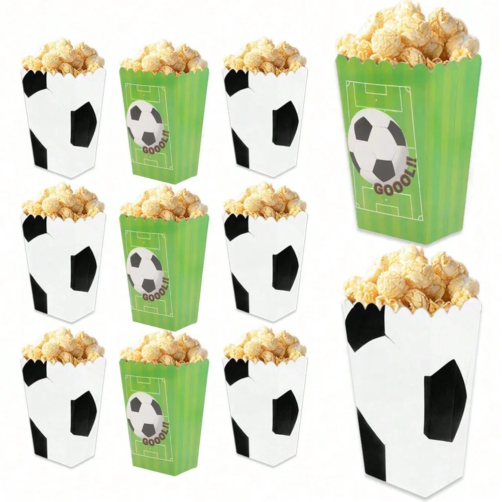 6 Stück/12 Stück Cartoon Fußball-Boxen Fußball Popcorn-Boxen Fußball-Thema Happy Birthday Party Deko Kinder Jungen Mädchen Snackbox