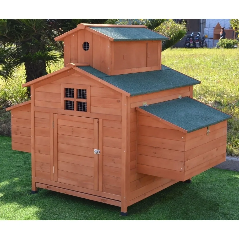 

Deluxe Large Wood Chicken Coop Backyard Hen House 6-10 Chickens With 6 Nesting Box Farm Animal Supplies Pet Products Home Garden