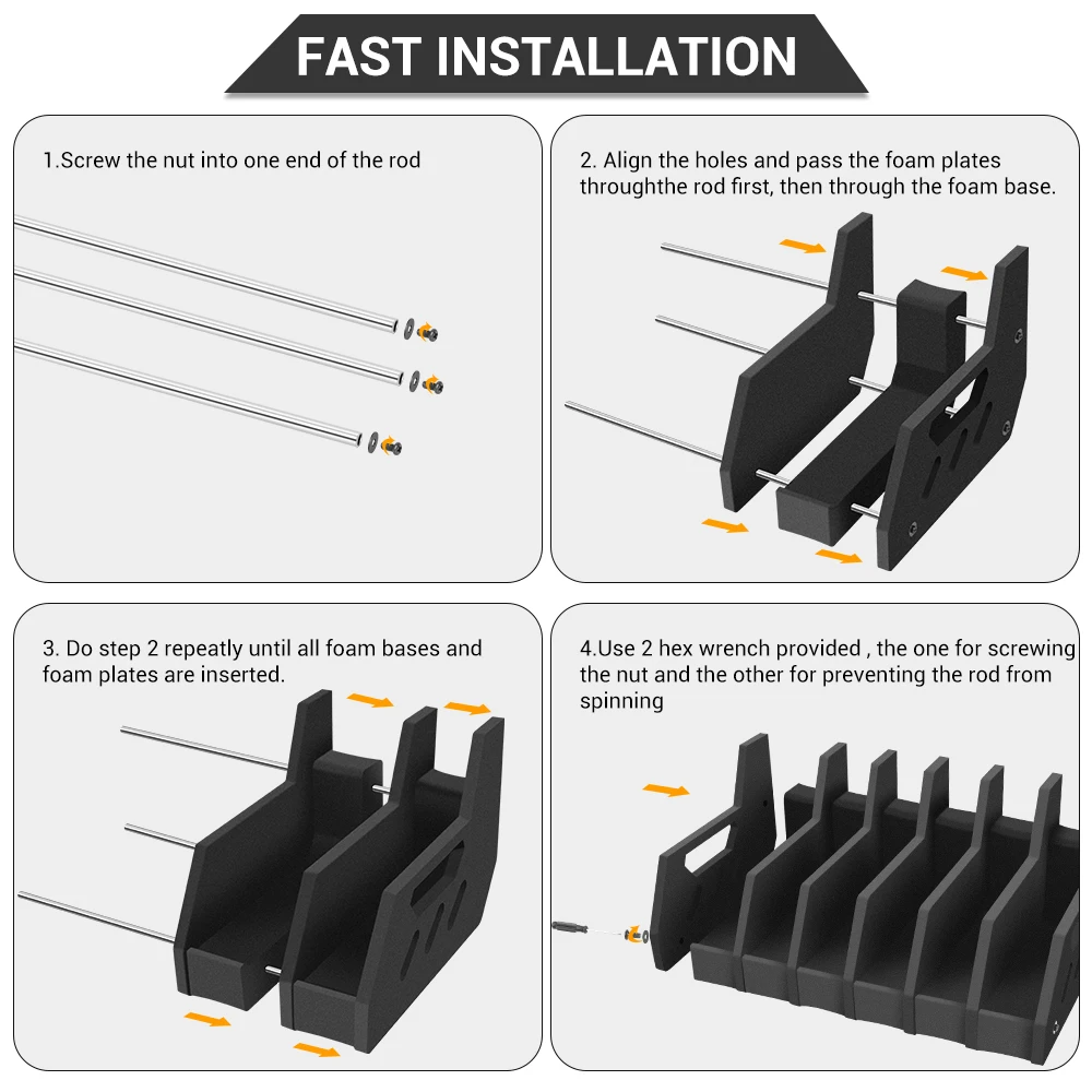 Schiuma Gun Rack Caccia Arma Sicura Accessorio Per Stoccaggio Armi Fucili E Fucili Da Caccia Supporto Per Pistola A Parete Con Banda Magnetica E Gancio | IT - Foto 5