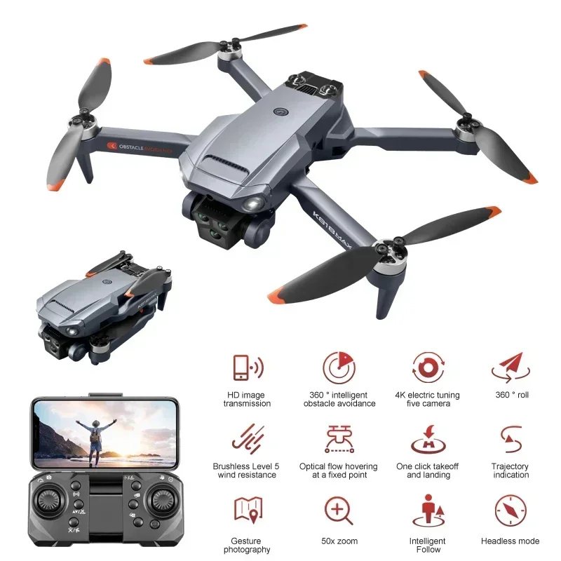 Drone K818 MAX avec caméra HD, pliable, GPS, retour auto, 25 min vol