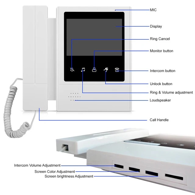 4.3 Inch LCD Video Intercom System for Home Support 2 Way Intercom RFID Card Unlock Metal Doorbell with Lock Set 3