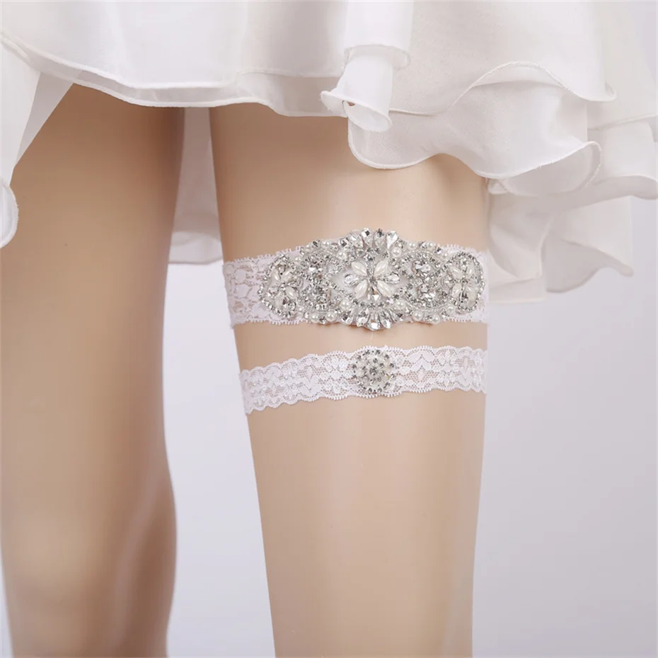 Bridal Garter Belt Bridal Dress Decoration Rhinestone Wedding Garter Leg Accessories Jewelry Flower Lace Garter Suspenders Party Prom Elastic Leg Ring Gift