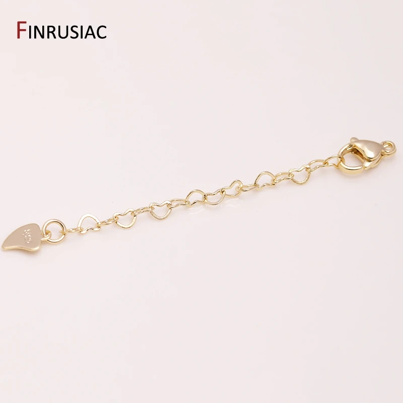 14K 골드 도금 황동 하트 랍스터 걸쇠 DIY 팔찌 목걸이 확장 체인 테일 익스텐더 체인 쥬얼리 만들기 용품