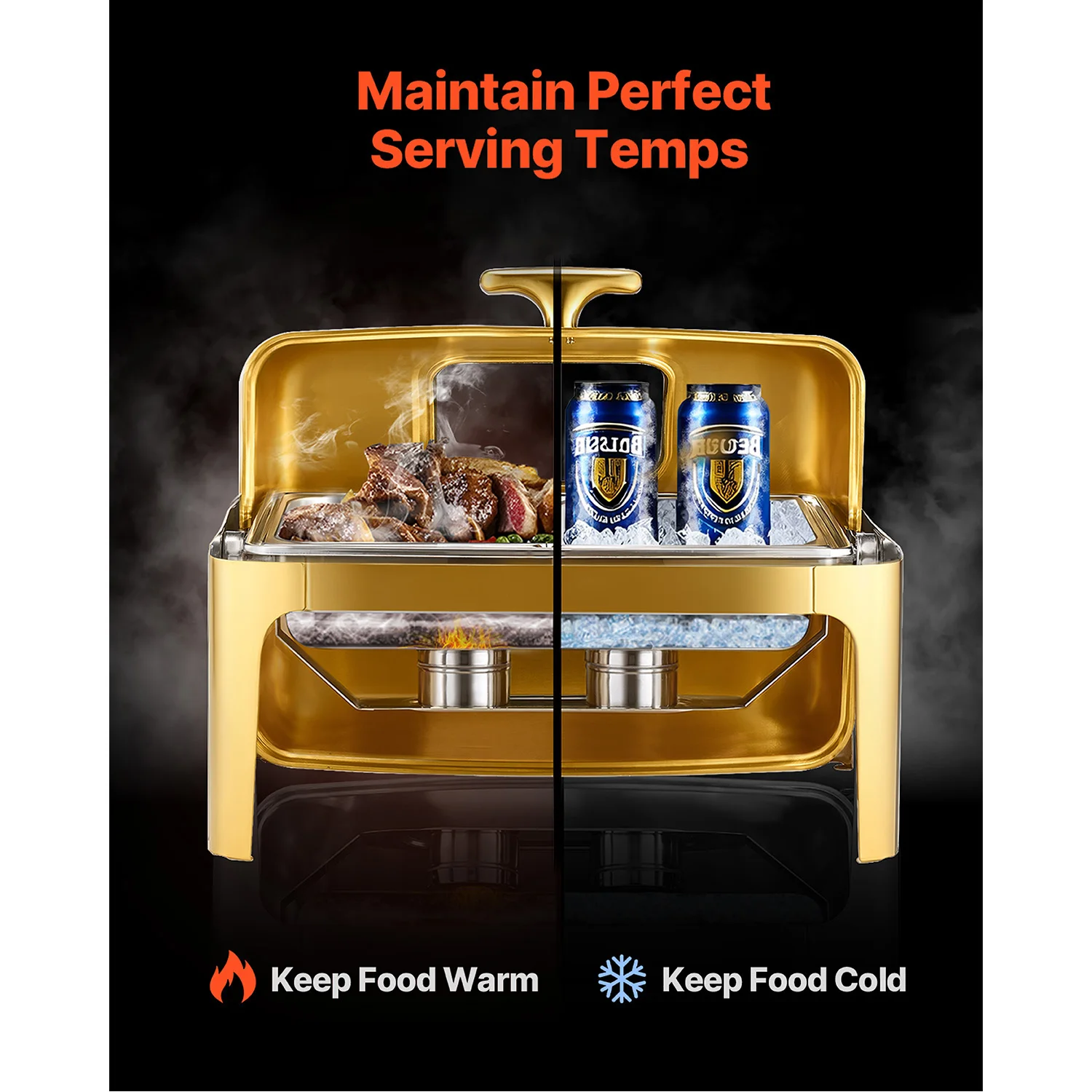 Stainless Steel Chafing Dish Buffet Server with Visible Lid