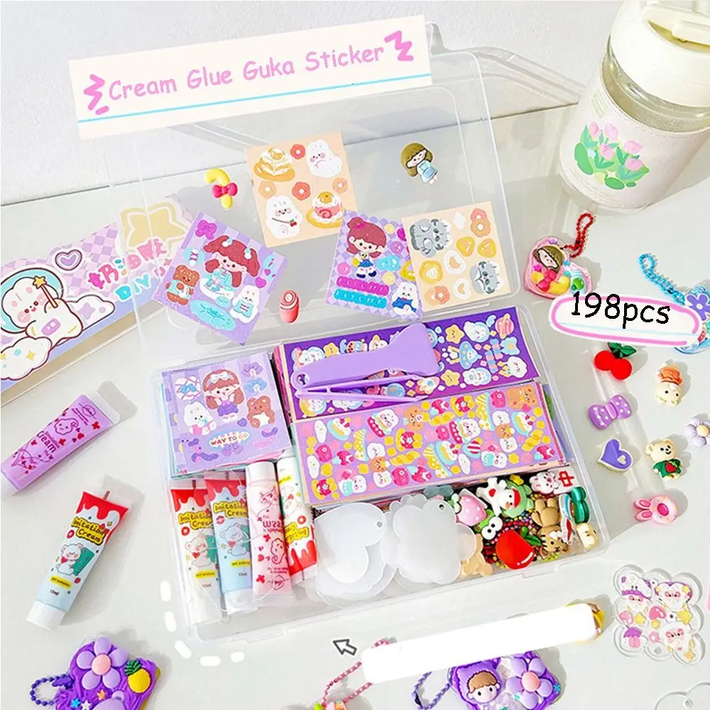 

Handmade Toy Gooka Plate Tools Creative DIY Cartoon Cream Guka Sticker Set Cream Glue Tweezers Student