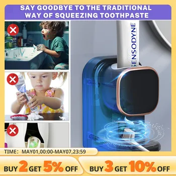 어린이 및 성인용 벽걸이 전기 치약 압착기, 욕실용 자동 치약 디펜서 상품 이미지