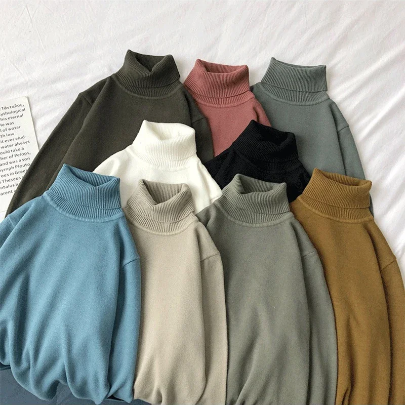 Winter Knitted Sweater Men Solid Color Korean Casual Slim Fit Warm Soft Stretch Cashmere Turtleneck Sweater Men Pullover Clothes men s turtleneck sweater new autumn winter solid color sweater casual sweater slim fit brand simple knitted twist pullovers