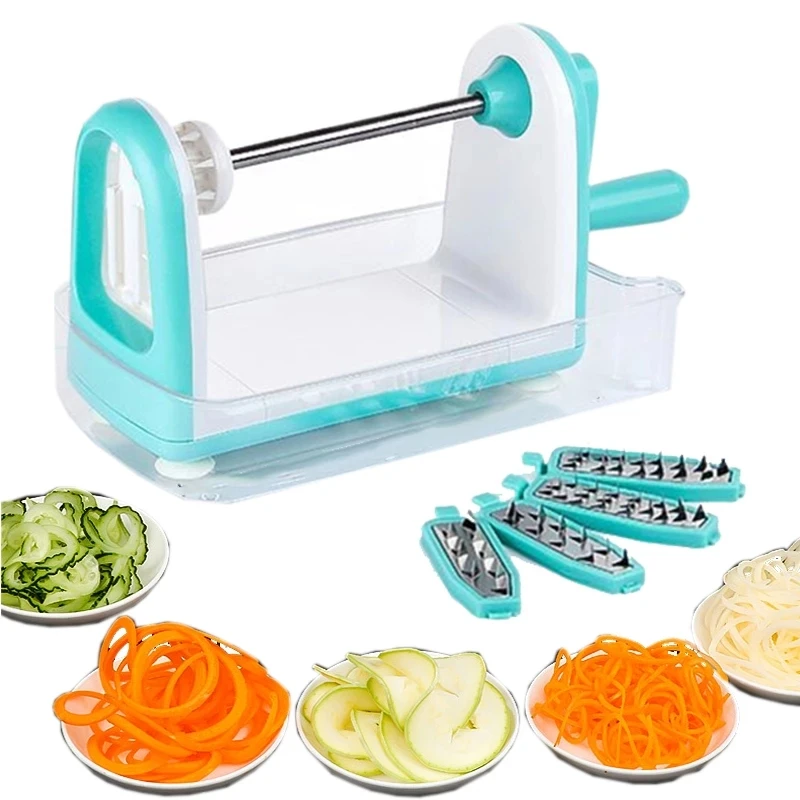 Mandoline Spiral Vegetable Slicer With 5 Stainless Steel Blades Potato