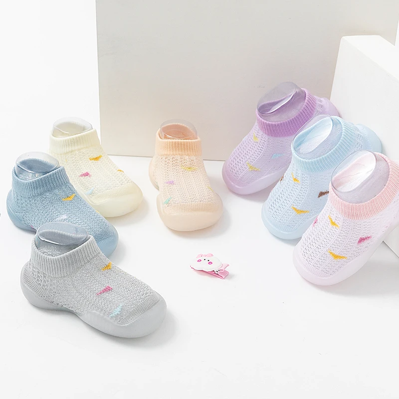 Children's Walking Shoes Baby Floor Shoes Baby Socks Shoes Non Slip Indoor Soft Sole Mesh Surface Thin Sandals One Foot Pedal 3