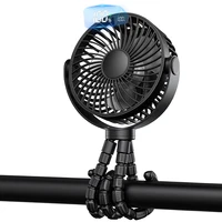 Ventilateur portable pour poussette 5000 mAh, mini ventilateur USB rechargeable, ventilateur électrique d'extérieur, 4 vitesses, 360° ° Compteur de rotation et affichage numérique 1