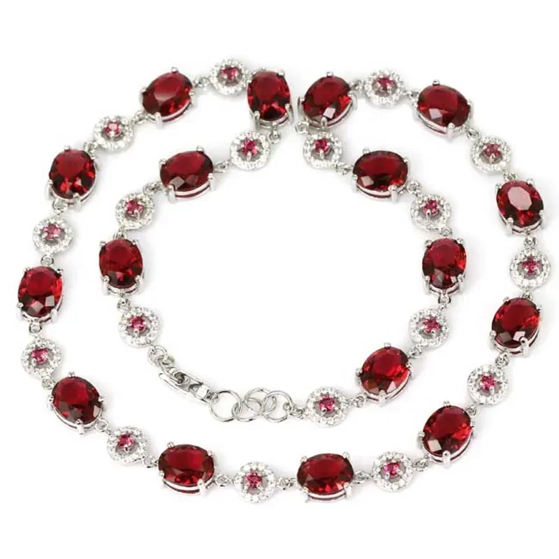 925 SOLID STERLING SILVER Customized necklace CHAIN Red Ruby Violet Tanzanite Blue Topaz Kunzite Blue Topaz CZ Women 18.5inch