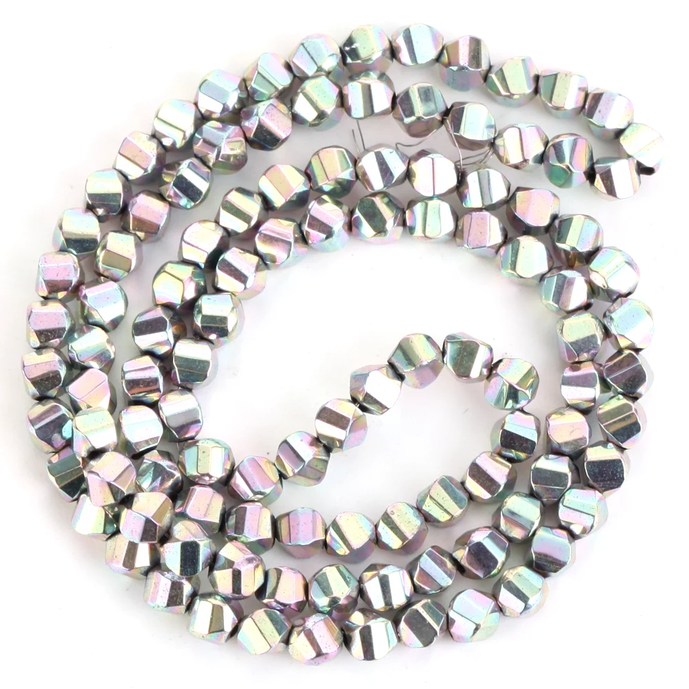 Naturstein Perlen Überzogene Golds Bunte Twisted Faceted Hämatit Spacer Lose Perlen für Schmuck Machen DIY Armband 3mm 4mm – Detail 10