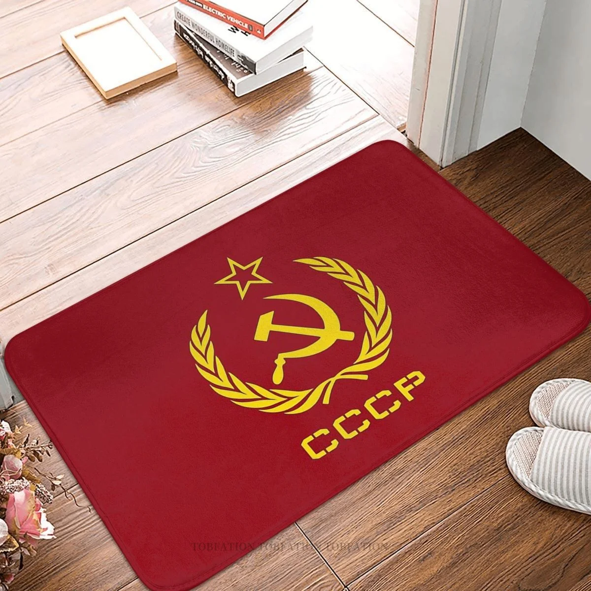 

Non-slip Doormat CCCP USSR Soviet Union Russian Soviet Union Hammer And Sickle Communist Bath Kitchen Mat Carpet Flannel Pattern