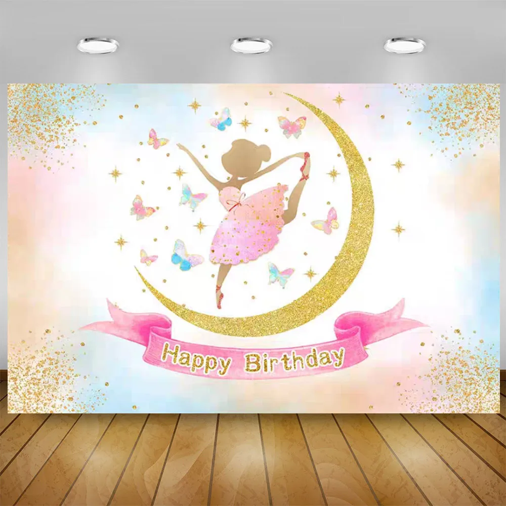 Description Picture 3 of itemPink Swan Ballet Dancer Girl Theme Birthday Party Disposable Tableware Ballerina Crown Balloon Backdrop for Princess Girl Gift