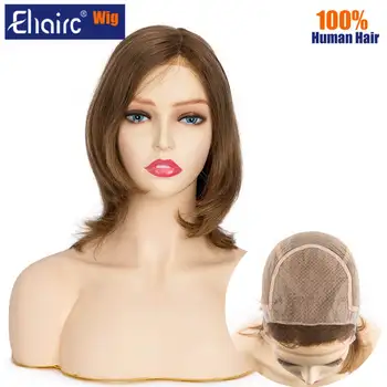 Perimer European Virgin Human Hair Wig New Injection Lace  with 1" French Lace front&temple  8" Lace Front Human Hair Jewish Wig