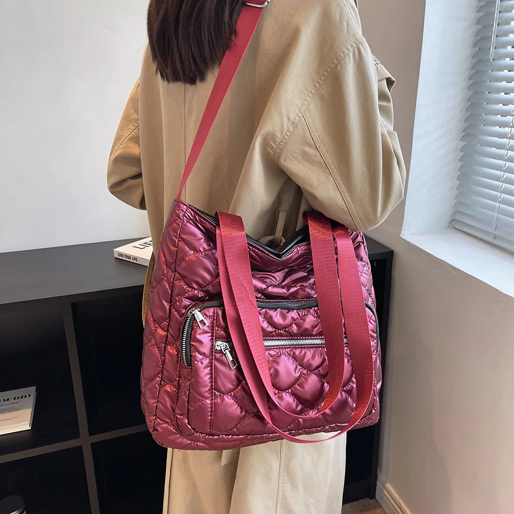 Winter Warm Women's Shoulder Bag Quilted Crossbody Bags Large Capacity Top-Handle Crossbody Bags Casual Designer Handbags