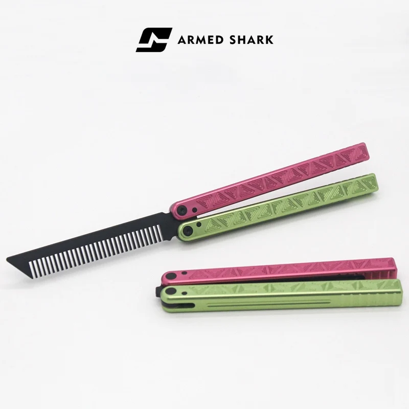 

Armed Shark Glidr Original 4 Balisong Clone Trainer 7075 Aluminum Channel Handle Zen Pins Bushing System Butterfly Knife EDC