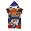 Microfiber Animal Printed Hooded Beach Towel for Adults Quick Dry Swimming Pool Poncho Tiger Lion Bath Towel With Cloak Bathrobe 6