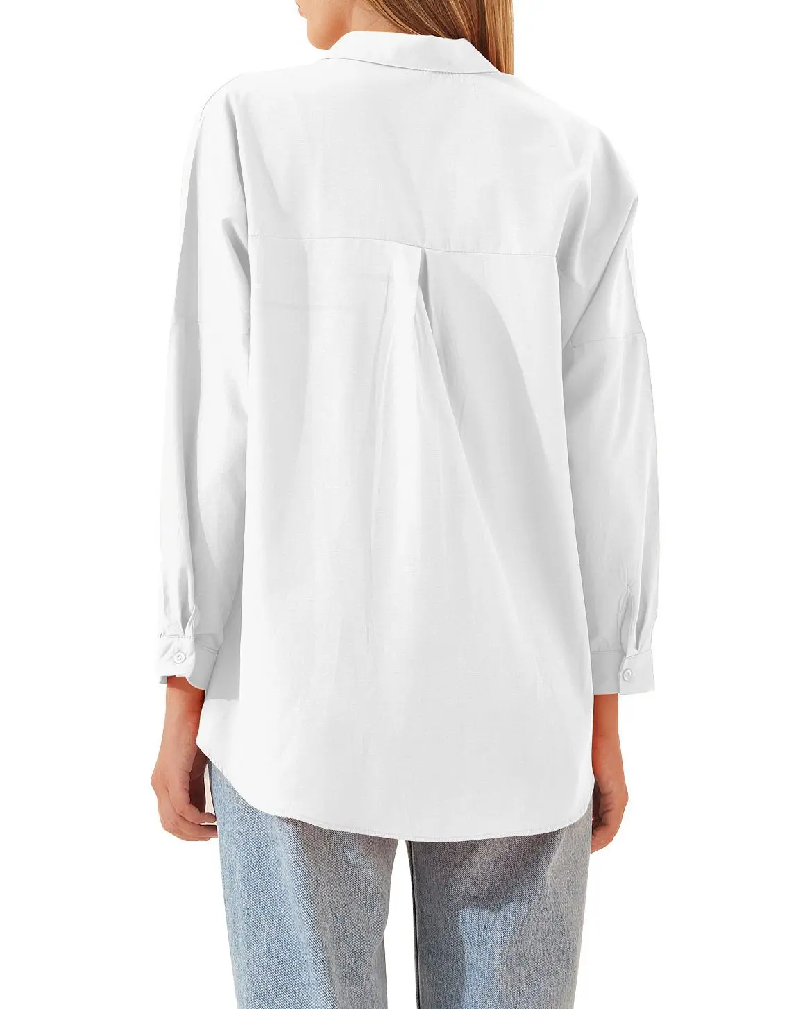 Womens Clothing V-neck Solid Button Long Sleeve Casual Blouse