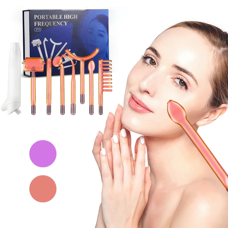 7in1 High Frequency Electrode Wand W/neon Electrotherapy Glass Tube