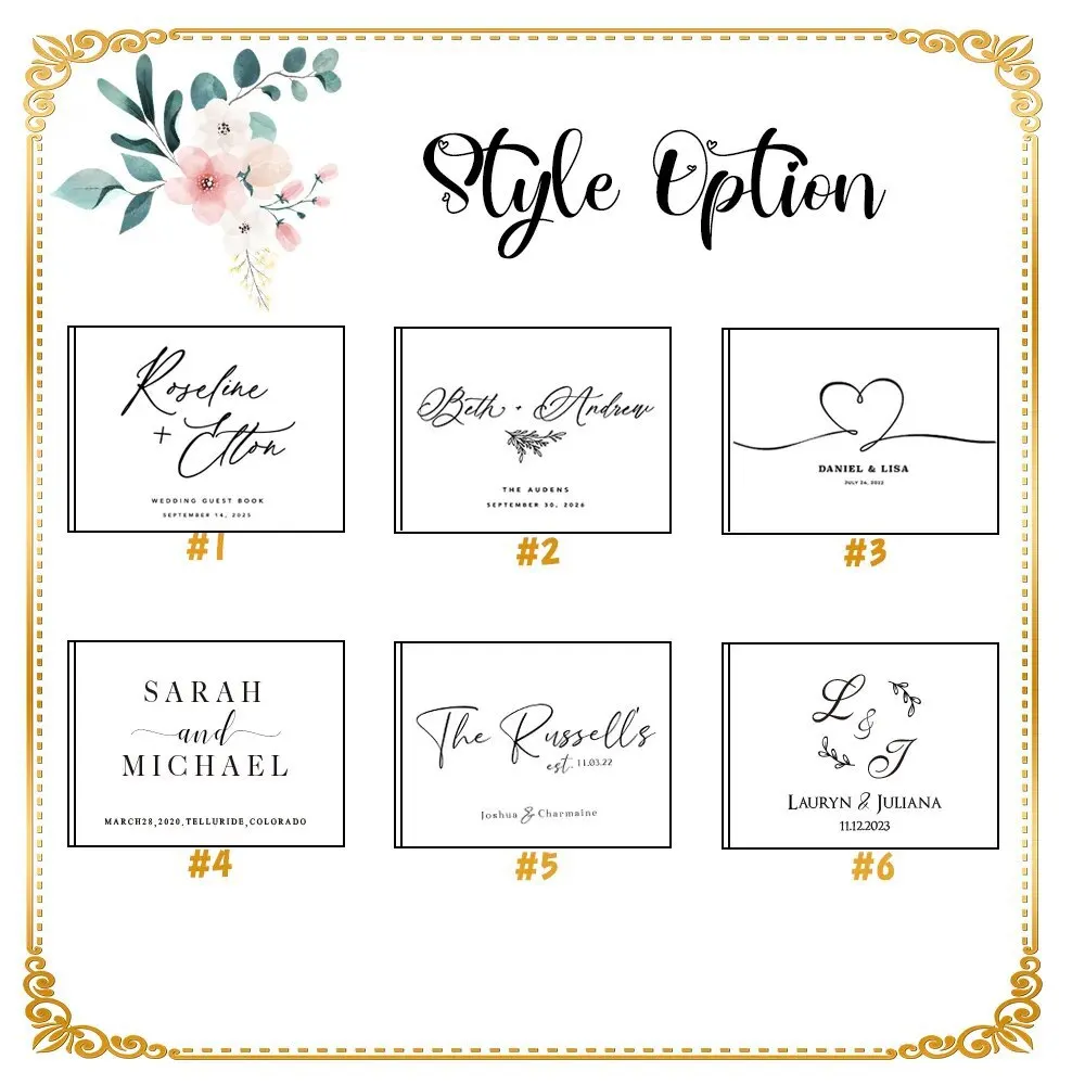 Wedding Guest Book Personalized White/Black Wedding GuestBook Simple Elegant Wedding Reception Signing Book Landscape Foil Chrome Keepsake