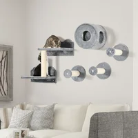 5PCs Cat Wall Shelves, Pet Wall-mounted Climbing Shelf Set, Kitten Activity Center with Condo, Cushion, Scratching Post, Jumping 2