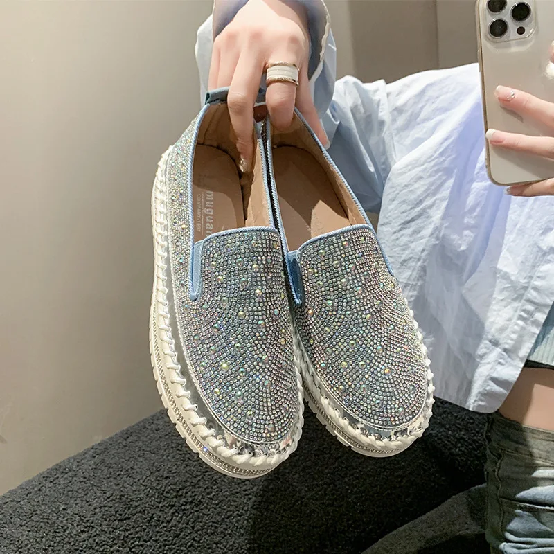 

Женские кроссовки с круглым носком, Разноцветные Повседневные кроссовки на платформе, Осенняя обувь на плоской подошве, без застежки, 2024