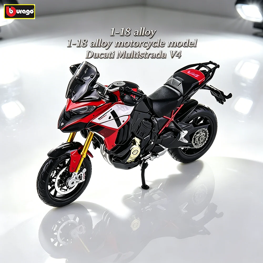 Bburago 1:18 Nuovo modello Ducati Multistrada V4 Lavorazione squisita, collezione classica, modello di moto in lega pressofusa - immagine 2