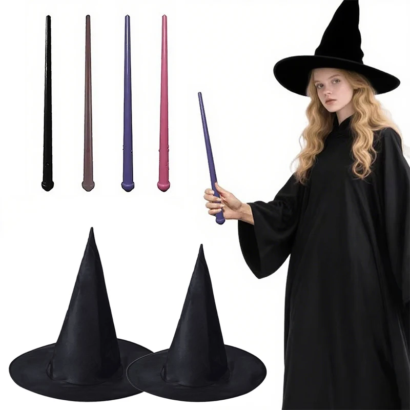 Magical Light-Up Wizard Wand with Hat for Kids - Halloween Pretend Play Toy