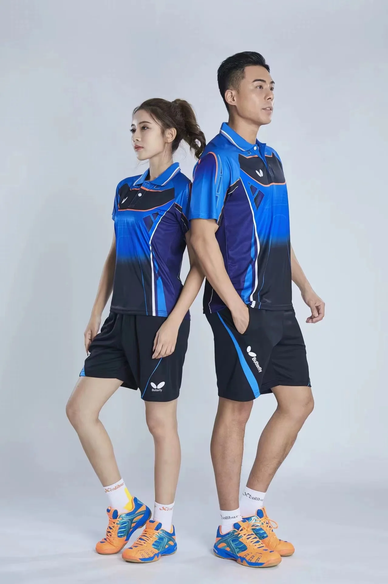 Custom butterfly table tennis T-shirt for men and women quick drying breathable lapel half sleeve badminton training clothes