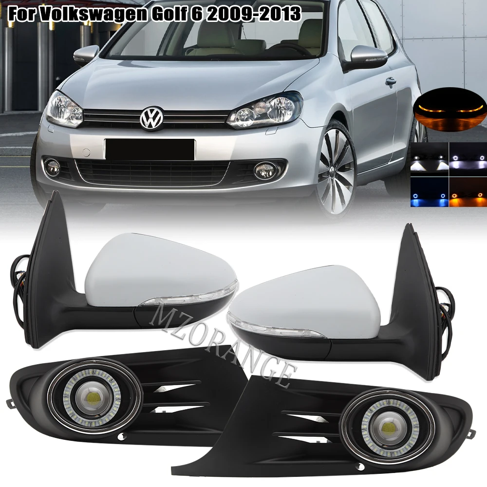 

Зеркало заднего вида в сборе для VW Volkswagen Golf 6 2009 2010 2011 2012 2013 с дневными ходовыми огнями, автомобильные аксессуары